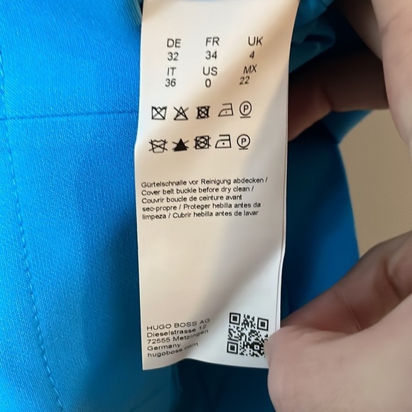 Hugo  Boss Belted Sleeveless Dadorina Dress Blue - Picture 6 of 6